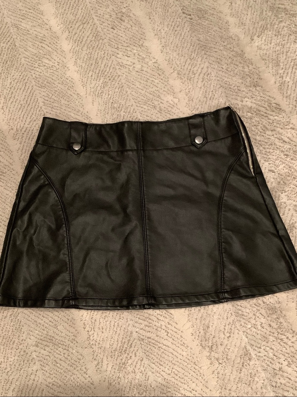 We The Free Black Faux Leather Mini Skirt
